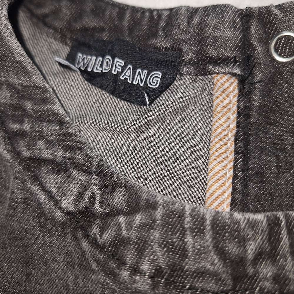 Wildfang Shirt Womens‎ Large Black Essential Denim Boxy Top  Distressed Raw Hem - Picture 3 of 9